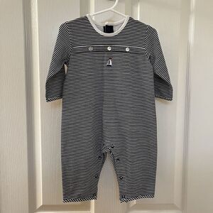 Emile et Rose Navy Striped Nautical Sailboat Romper Boys Size 3-6 Months NWT